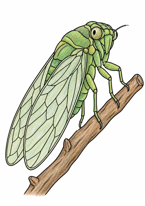 小枝のセミ 色見本