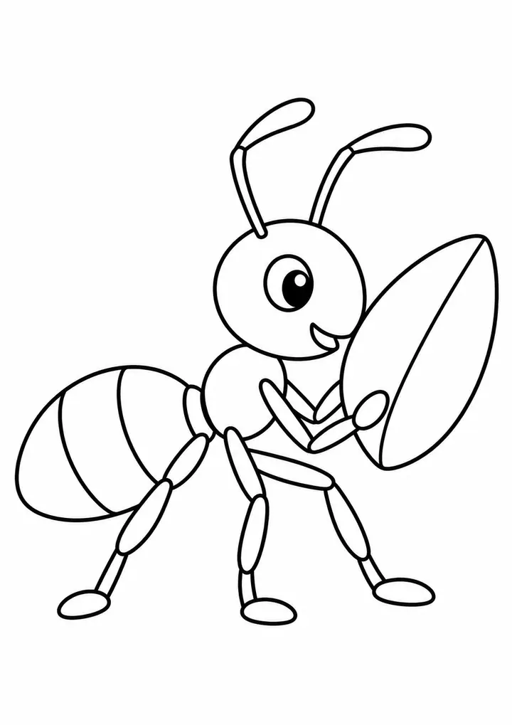 種を運ぶアリ 線画