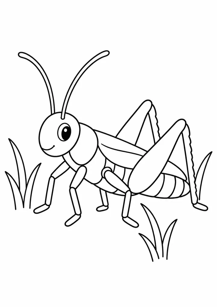 草むらのコオロギ 線画