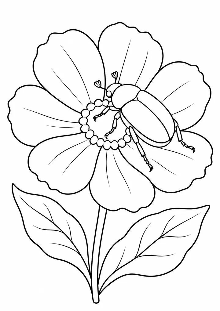 花に来たハナムグリ 線画