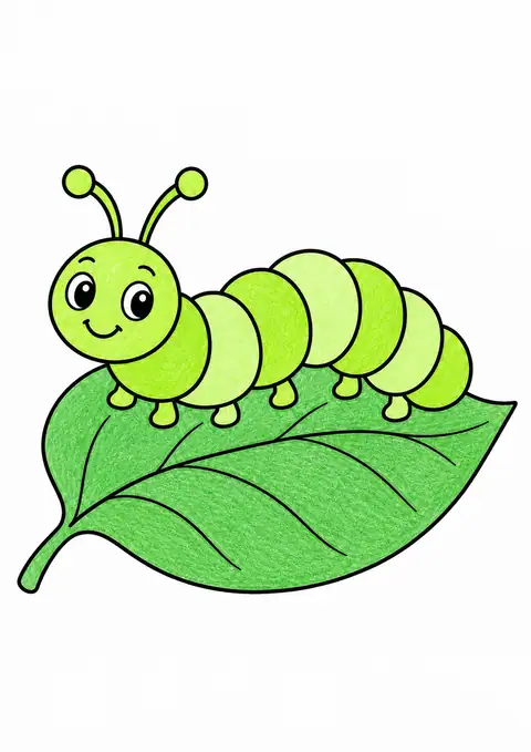 葉の上のイモムシ 色見本
