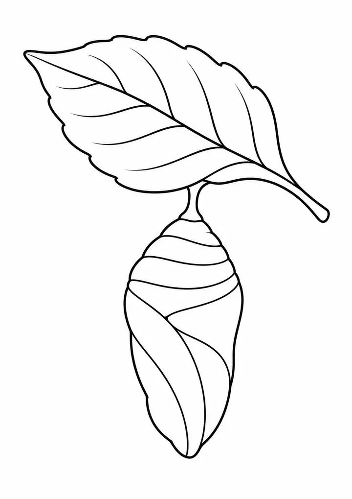 葉の下のサナギ 線画