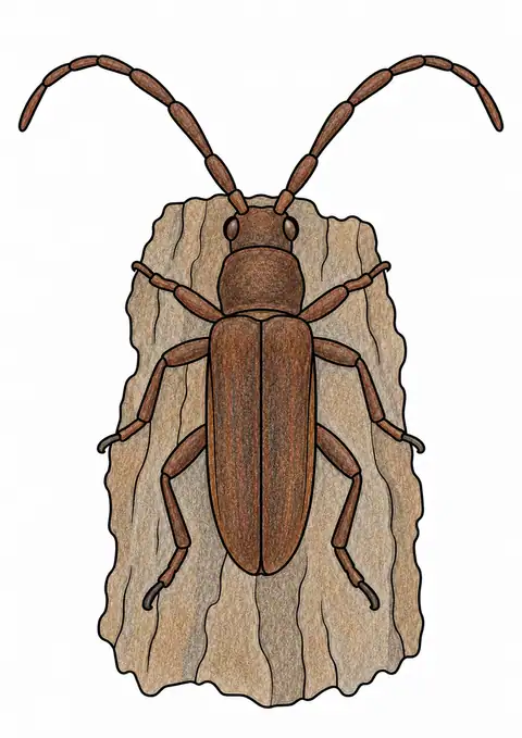 樹皮の上のカミキリムシ 色見本