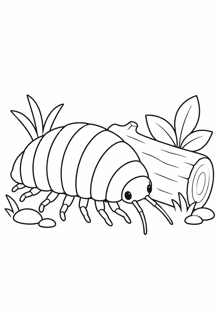 丸太のダンゴムシ 線画