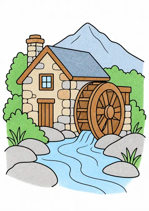 山あいの水車小屋 色見本