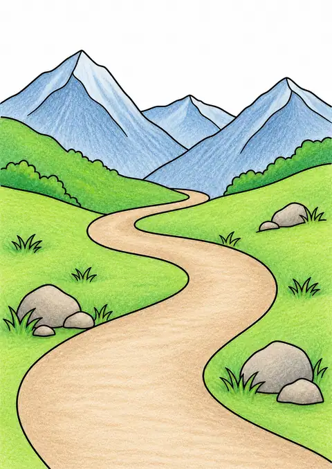 曲がる山道 色見本