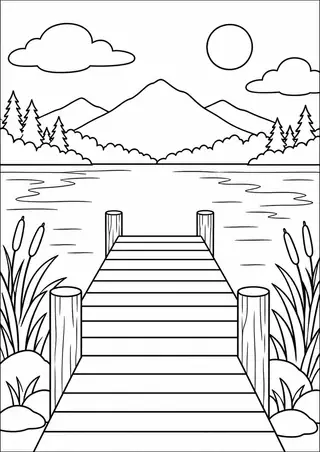 湖のほとりの桟橋