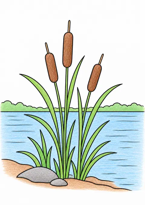湖畔のガマ 色見本