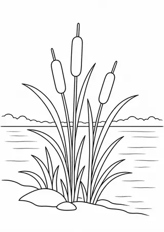 湖畔のガマ