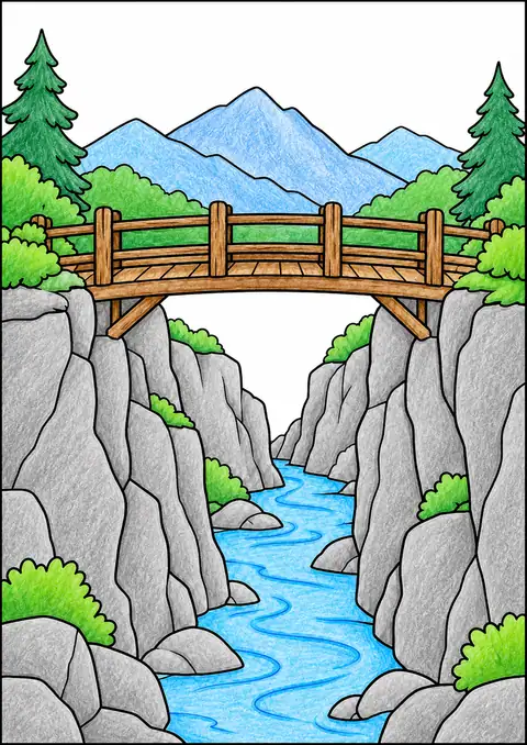 渓谷の木橋 色見本
