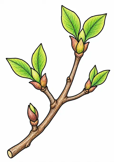 芽吹いた小枝 色見本