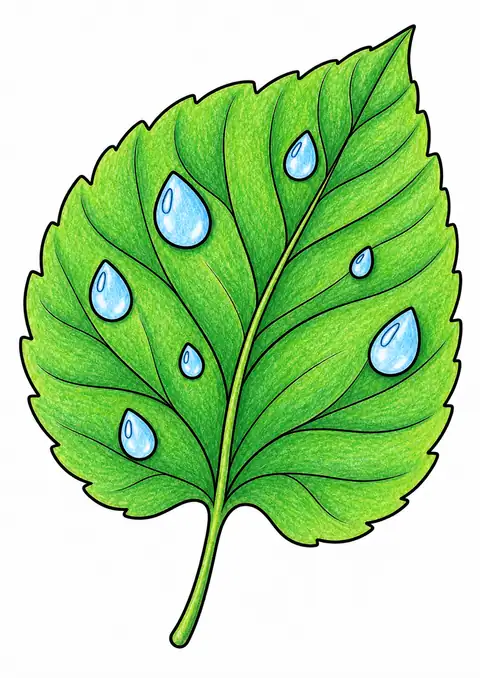 雨粒のついた大きな葉 色見本