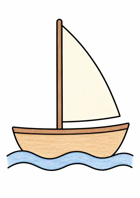 波に浮かぶ帆船 色見本