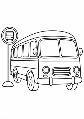 停車したレトロなバス