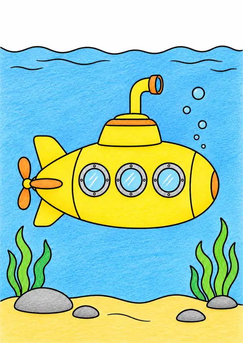 海中の潜水艇 色見本