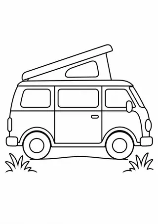 草地のキャンピングカー