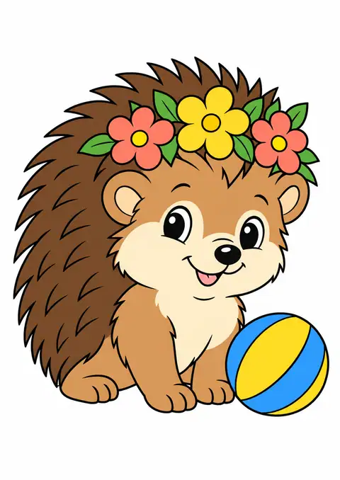 ハリネズミと大きな花の冠 色見本