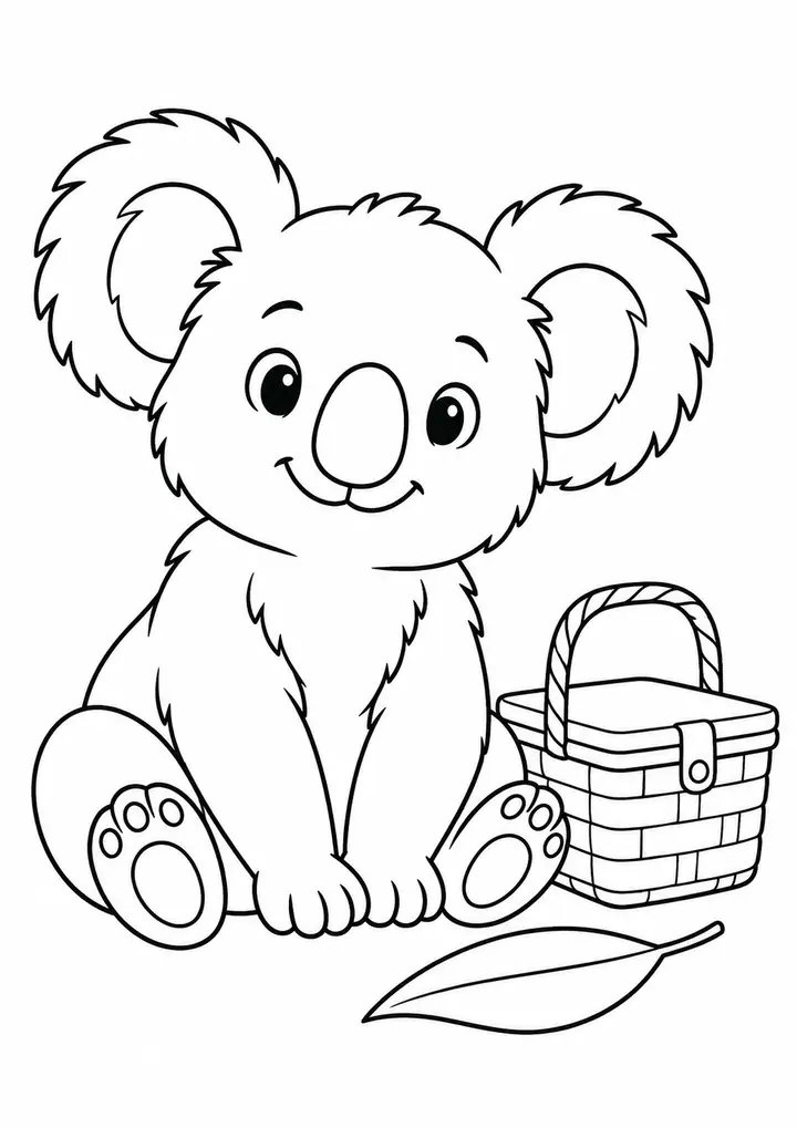 コアラの小さなピクニック 線画
