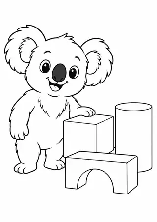 コアラと木の積み木