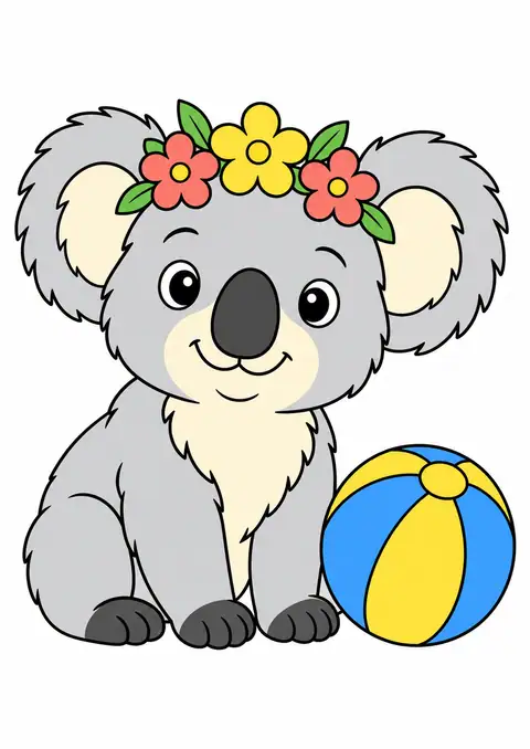 コアラと大きな花の冠 色見本