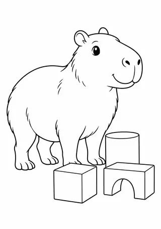 カピバラと木の積み木