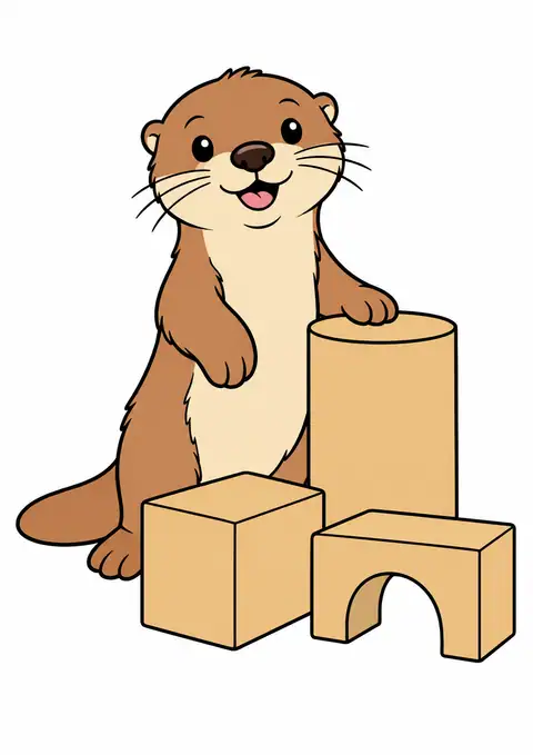 ラッコと木の積み木 色見本