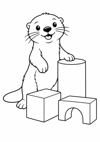 ラッコと木の積み木