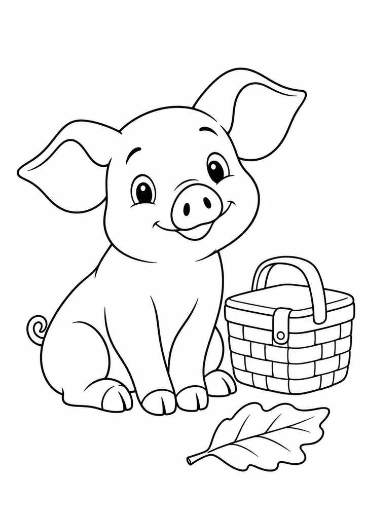 子ぶたの小さなピクニック 線画