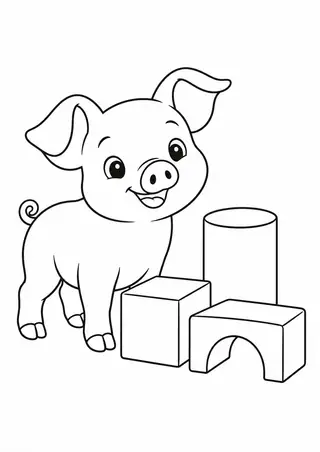 子ぶたと木の積み木