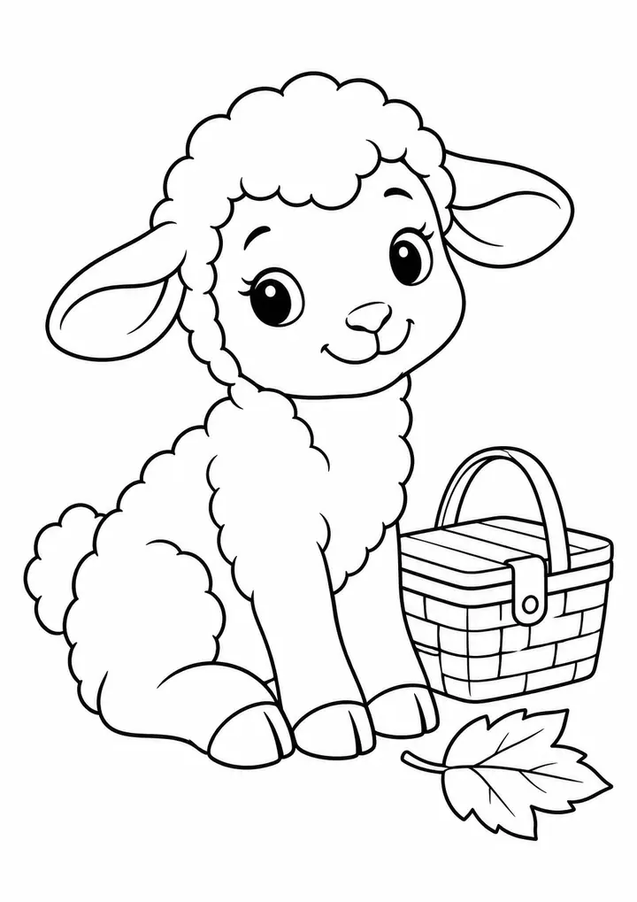 子ひつじの小さなピクニック 線画