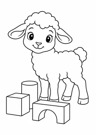 子ひつじと木の積み木