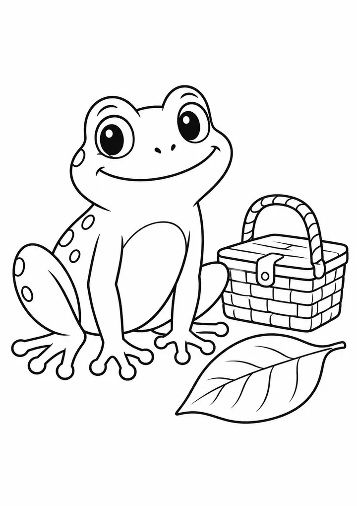 カエルの小さなピクニック 線画