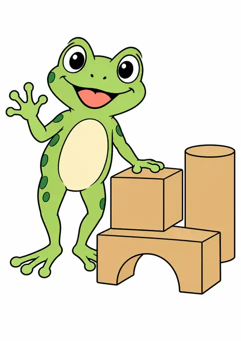 カエルと木の積み木 色見本
