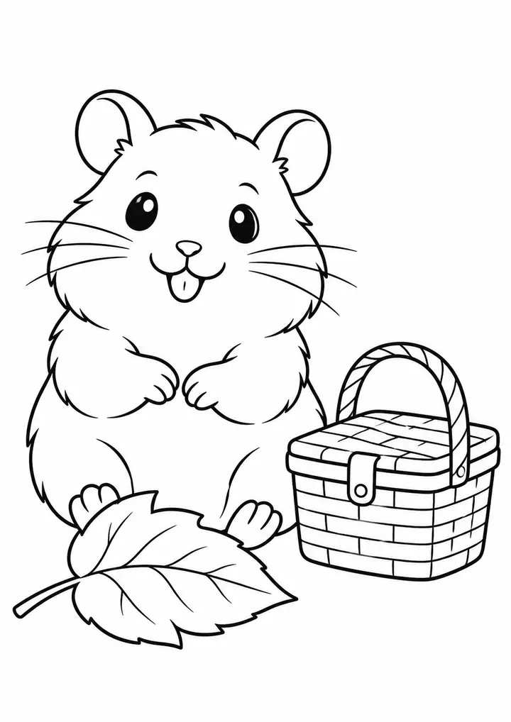 ハムスターの小さなピクニック 線画