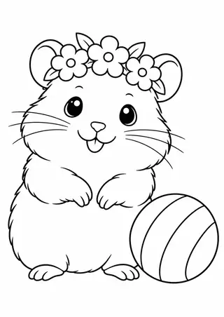 ハムスターと大きな花の冠