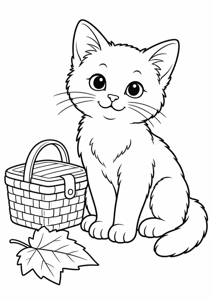 子ねこの小さなピクニック 線画