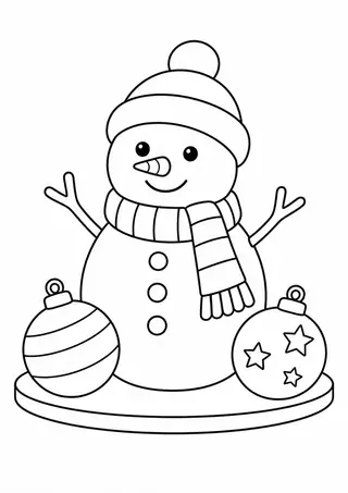 雪だるまのマフラーと丸い飾り皿