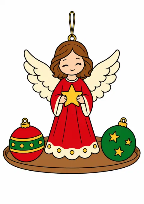 天使のオーナメントと丸い飾り皿 色見本