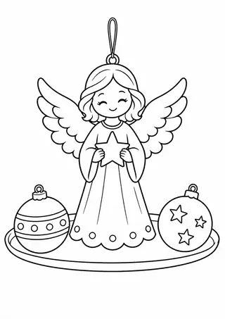 天使のオーナメントと丸い飾り皿