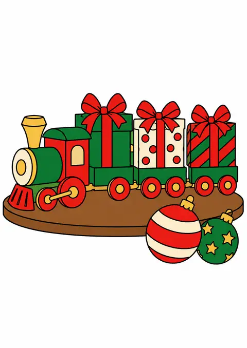 クリスマスの汽車と丸い飾り皿 色見本