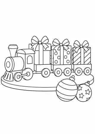 クリスマスの汽車と丸い飾り皿