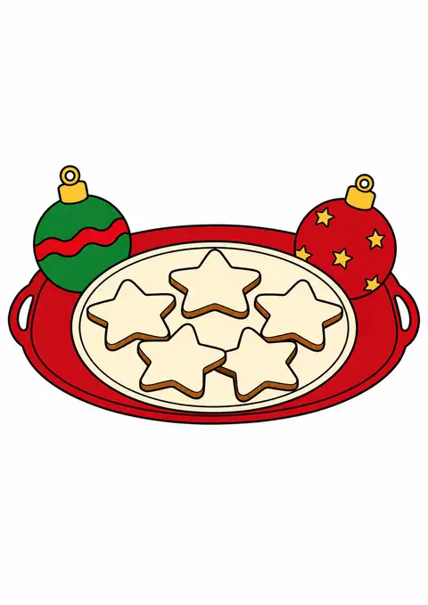 星のクッキーの皿と丸い飾り皿 色見本