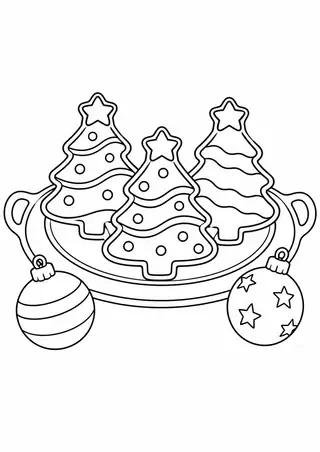 ツリー形のクッキーと丸い飾り皿