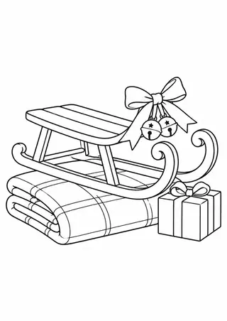 ベルのそりと大きなチェックの布