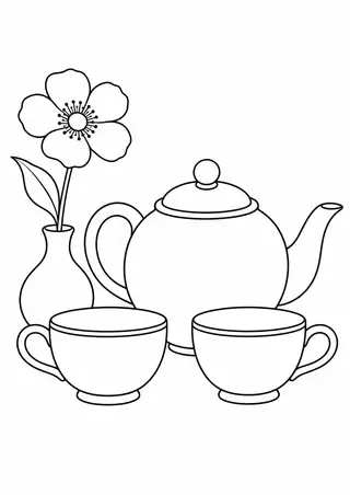 紅茶のポットと野の花一輪