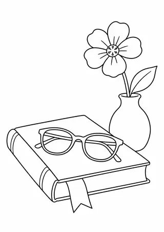 本としおりと野の花一輪