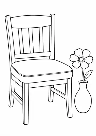 木の椅子と野の花一輪