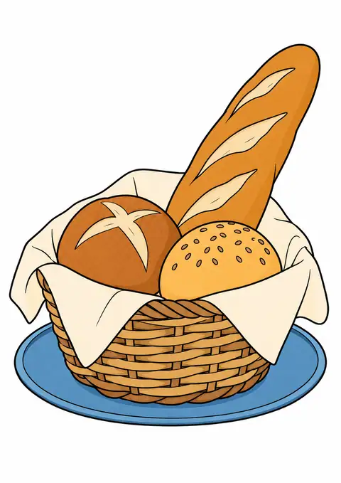 パンのかごと小さな丸いトレー 色見本
