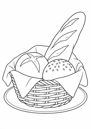 パンのかごと小さな丸いトレー