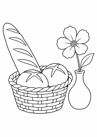 パンのかごと野の花一輪